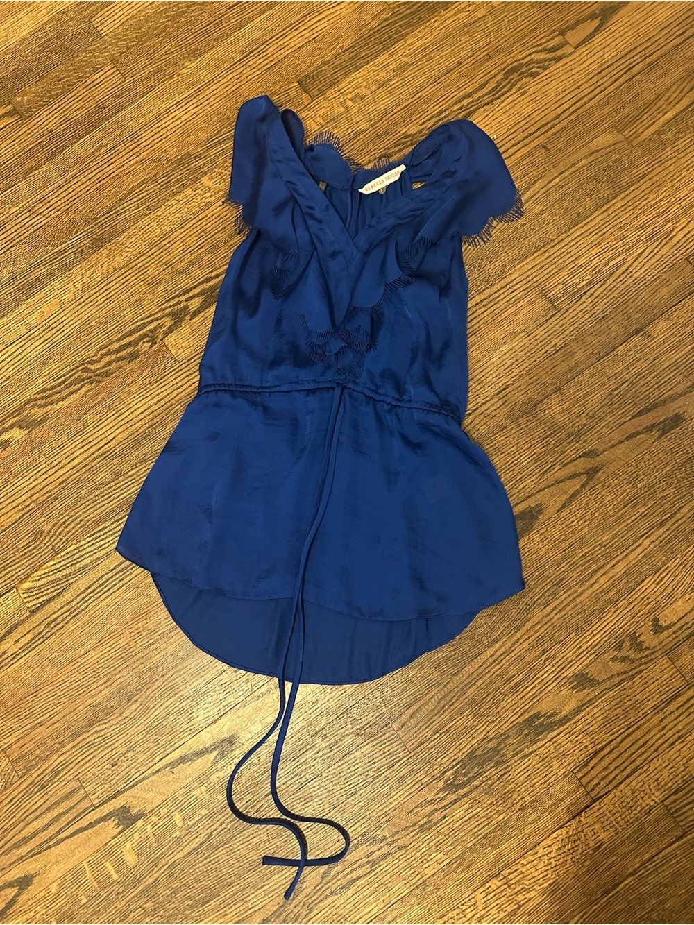 Rebecca Taylor Cobalt Blue Ruffle V-Neck Blouse